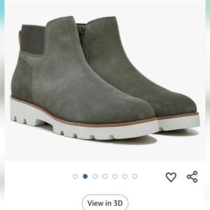 Vionic Women's Charm Briinie Chelsea Pull Up Boots Leather Olive Green 7.5